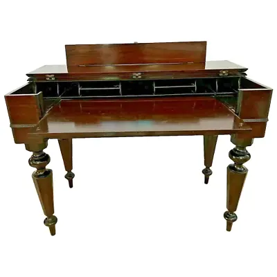 Victorian Mahogany Spinet Desk Secretary Hidden Side Drawers Pull Out Pad • $1536.50