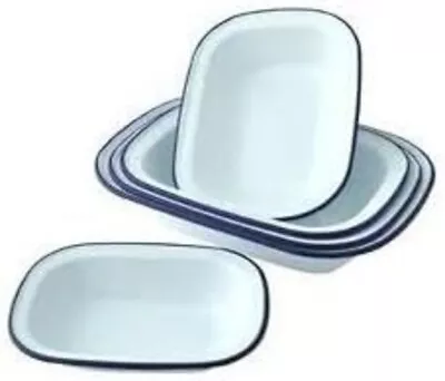 Falcon Enamel Oblong Oven Pie Dishes - Set Of 3 - 20cm 22cm 24cm • £18.98