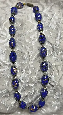 Blue Murano Glass Beads Pretty VTG Necklace 18 L • $39.95