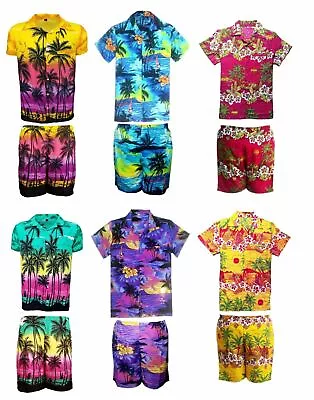 £14.99 • Buy Kids Boys Girls Children Set Beach Summer Holiday Fancy Hawaiian Shirt And Short