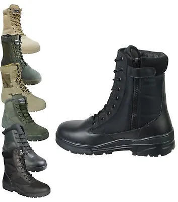 Patrol Combat Boots Leather Suede SIDE ZIP Army Tactical Cadet Security Police • £29.99