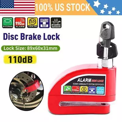 Motorcycle Alarm Disc Lock Motor Bike Brake Security Electric Rotor Lock Red • $17.59