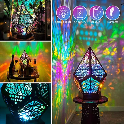 Bohemian Colorful Table Bedside Polar Star Starry Sky Floor Projection LED Lamp • $13.98