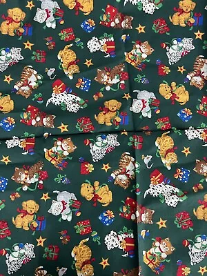 $12.50 • Buy Vintage VIP Cranston Christmas Puppy Dog Kitten Cat Print Fabric 42” X 22” 