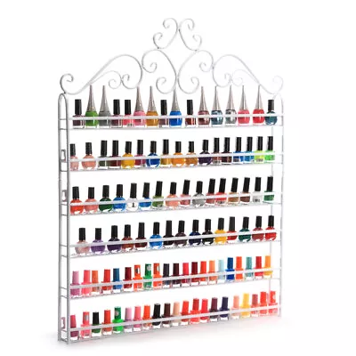 6 TIER White Nail Polish Display Wall Rack Metal Organizer Fit Up To 120 Bottles • $39.99