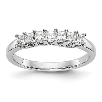 $2002.65 • Buy 14K White Gold 7-Stone 1/2 Ct Complete Princess Diamond Band Ring For Womens