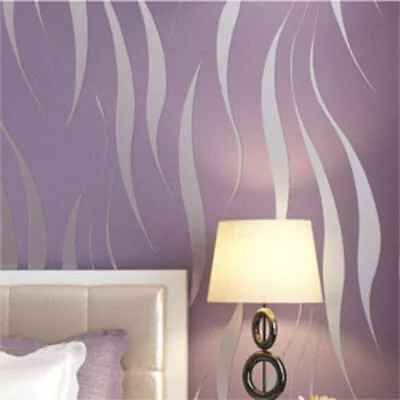 1M Embossed Wallpaper Non-woven Metallic Roll Damask Strip Background Home DIY • £3.09