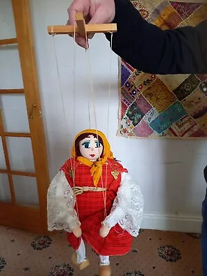 Vintage Hand Painted Marionette Puppet String Tunisia Souvenir Doll 14   • £1.99