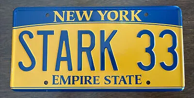New York Empire State “STARK 33” Gold And Blue Embossed Vanity License Plate • $21