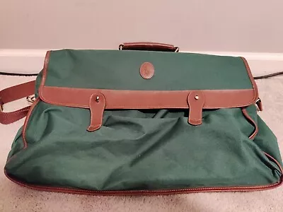 Ralph Lauren Polo Canvas Duffle Bag Green Leather Accents Overnight Bag Vintage • $20