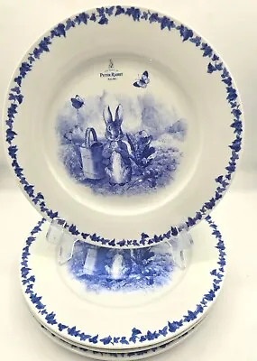 4 Beatrix Potter Peter Rabbit Dinner Plates Blue Ivy Toile Zrike Set 4 Easter • $64.90