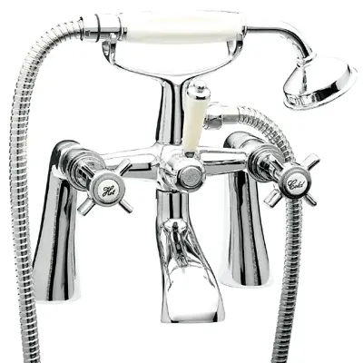 Traditional Bath Shower Mixer With Large Handset - ITY327- New -  (no: 21/10a) • £34.99