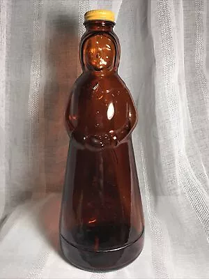 Vintage Mrs. Butterworth Syrup  Amber Glass Bottle Metal Cap Collectible • $20