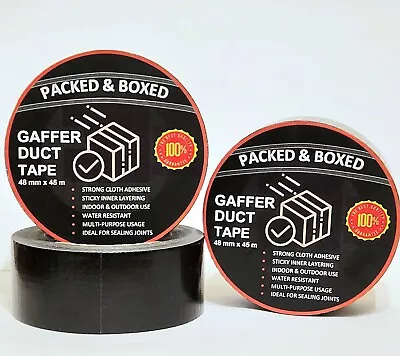 Duct Gaffer Tape Black Heavy Duty Buy 2 Get 1 Free 48MMx45M • £3.50