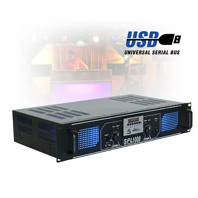 SPL1000 Two Channel PA Amplifier USB MP3 AUX 19  2U Rack Mount DJ Amp 1000W • £115