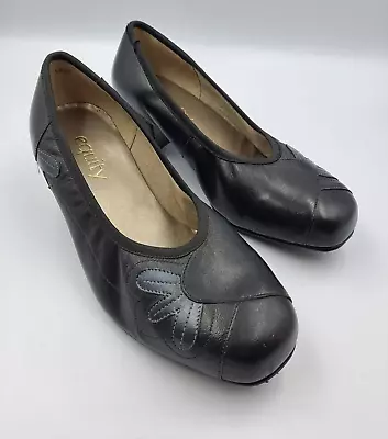 £19.99 • Buy Womens Equity COMFY Black Leather Court Shoes Georgina Size 4