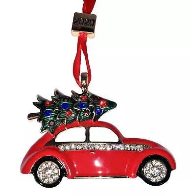 2020 Monet Red VW Bug Car Carrying Christmas Tree With Rhinestones Ornament • $13