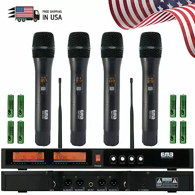 EMIC2500 Audio 4 Channel Quad UHF Handheld Wireless Microphone System Mic 6-8 Hr • $149.99