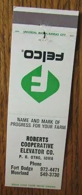 £5.72 • Buy Farm Related: Felco Roberts Co-op Elevator (otho, Iowa) Matchbook Matchcover -f8