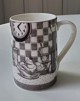 Slice Of Life  Malt Shoppe  Art Piece Coffee Tea Mug Cup 222 Fifth Black & White • $10