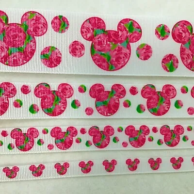 Mickey Mouse Floral Grosgrain Ribbon BTY First Impression 3/8  5/8  7/8  1.5   • $3.60