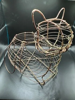 Copper Wire Cat Shaped Egg Basket Farmhouse Decor 11  • $9.51