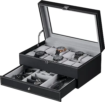 Caja Organizadora 12 Relojes Con Cajon De Exhibicion De Joyas Bandeja Ajustable • $63.63