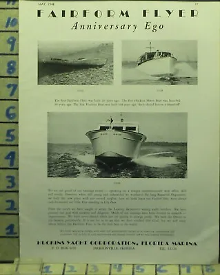 1948 Huckins Yacht Fairform History Boat Nautical Watercraft   Be60 • $24.95