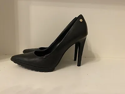 CALVIN KLEIN Black Leather Court Shoes - Size 5 UK (38 EU) - Thames Hospice • £10