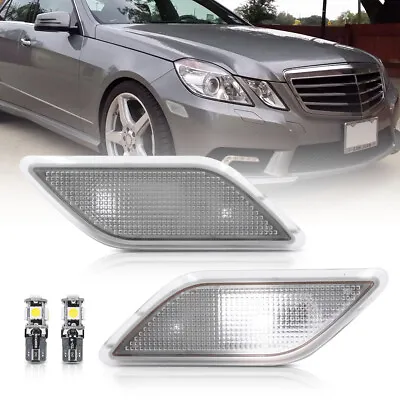 Clear Lens White T10 Bulb Front Side Marker Light For 10-13 Benz W212 E-Class 2X • $29.49