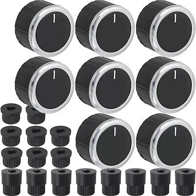 Universal Oven Knob Switch + Adaptors Set For Cooker Grill Hob Black Dial X 8 • £8.99