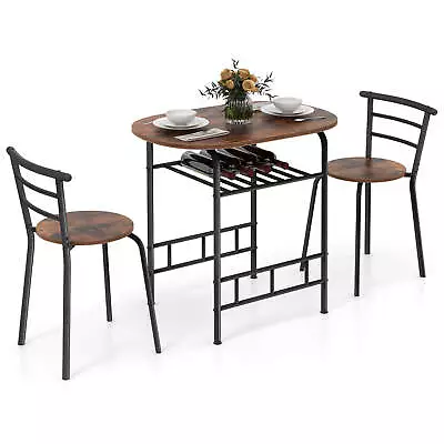 3 Pcs Dining Set Table And 2 Chairs Compact Bistro Pub Breakfast Home Kitchen • $84.99