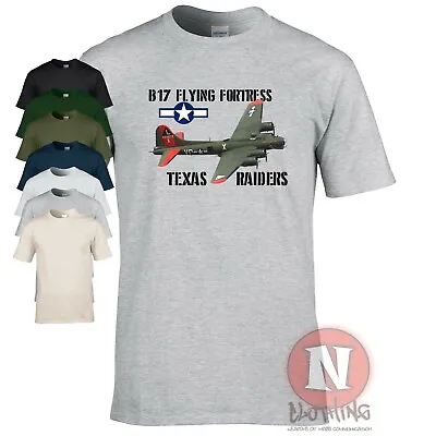 B17 Texas Raiders Flying Fortress T-shirt WW2 World War 2 USAAF Heavy Bomber • $18.94