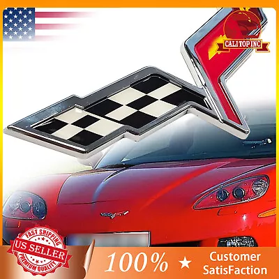 Front/Rear Crossed Flags Emblem For C6 Corvette 2005-2013 3D Raised Badge • $14.38