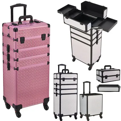 4 In 1 Vanity Makeup Beauty Cosmetic Case Trolley Box Hairdressing Nail Storage • £79.95