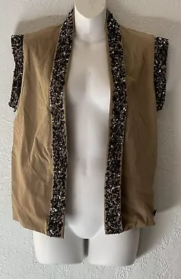 Maison Scotch Sleeveless Camel Color Sequin Vest Sz 1 • $15