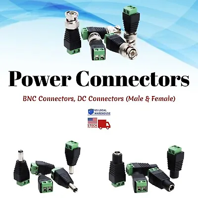 Power Connector BNC DC 2.1 X 5.5mm Male / Female Adapter Balun Jack CCTV Lot • $46.99