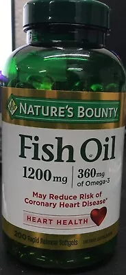 $23 • Buy Nature's Bounty® Fish Oil 1200mg W/ 360mg Of Omega-3 • 200 Softgels (A4)