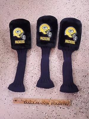 Green Bay Packers NFL Golf Club Head Cover Blk Plush Vintage Set Of 3: 1 3 & X • $29.99