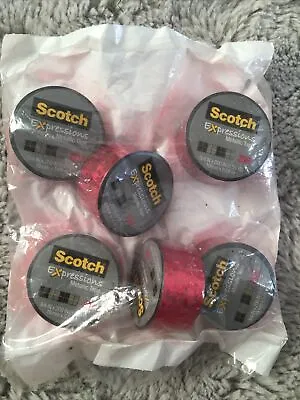 £5.99 • Buy 6 X  Scotch Expressions Red Metallic Tape 3M GIFT TAPE 19MM X 5.08M