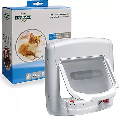 Petsafe Staywell Magnetic 4 Way Locking Deluxe Cat Flap White - Cat Door 400Ef • £33.55