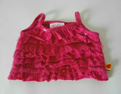 $3.99 • Buy Build A Bear Justice Dark Pink Fuchsia Ruffled Sequin Shirt Teddy Clothes