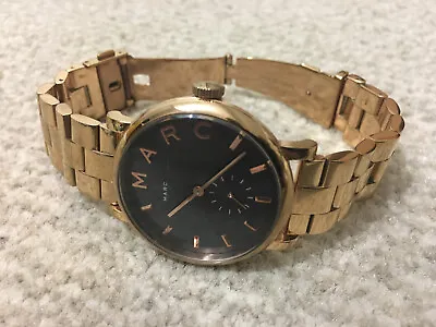 Marc Jacobs Mbm3330 Baker Rose Gold Black S/steel Ladies Watch 15cm Wrist • £39.99