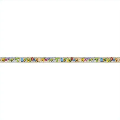 7th Birthday Banner Party Wall Door Decorations Silver Shiny Multi Colour 12ft • £1.99