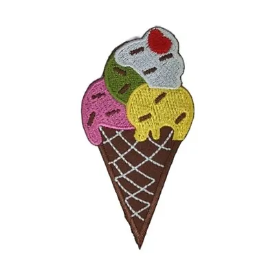 Strawberry Pistachio Vanilla Ice Cream Cone Iron On Patch 8.5×4.3×0.1cm(1.3g) • $4.83