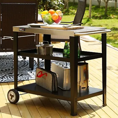 $109.99 • Buy Royal Gourmet 3-Shelf Movable Grill Table Cart Kitchen Worktable Outdoor Garden