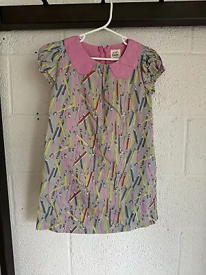 EUC Mini Boden Dress Girls SIZE 4-5 Short Sleeve A-line Pencil Pattern Zip • $19.99