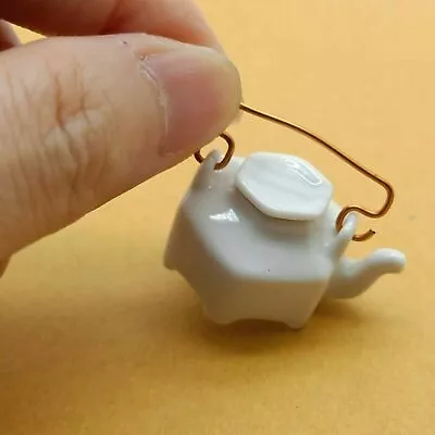 Ceramic White Hexagon Miniature Teapot Traditional Chinese Style - TP045 • $3.95