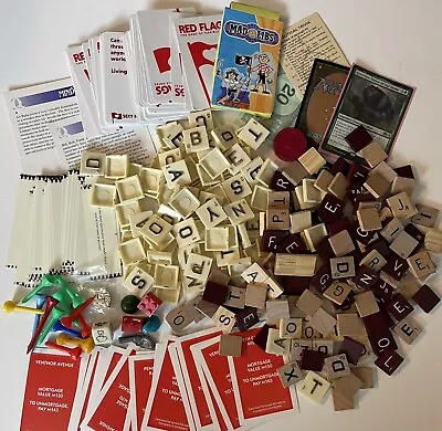 Game Piece Craft Lot Junk Mixed Vintage To Now Scrabble Tiles Monopoly Magic • $3.99