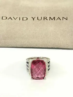 David Yurman Wheaton Ring With Pink Tourmaline & Diamonds 16x12mm Size 7 • $399